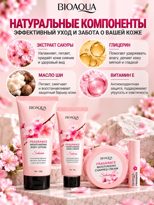 Gialuron kislotali, terini yoshartirish uchun BIOAQUA kosmetik sovg‘a to‘plami