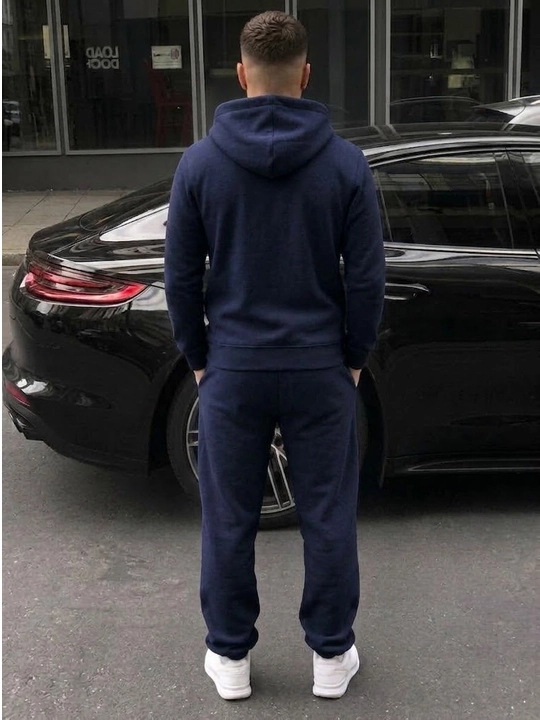 Erkaklar sport kostyumi, kulrang zip xudi va shim, zamonaviy kundalik kiyim