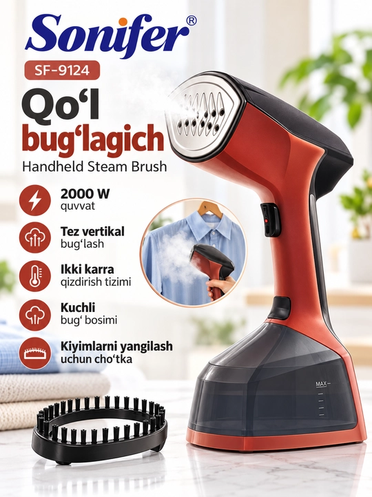 Sonifer SF-9124 kiyim bug‘lagich vertikal bug‘lagich kiyimlarni tekislash uchun bug'lagich - 