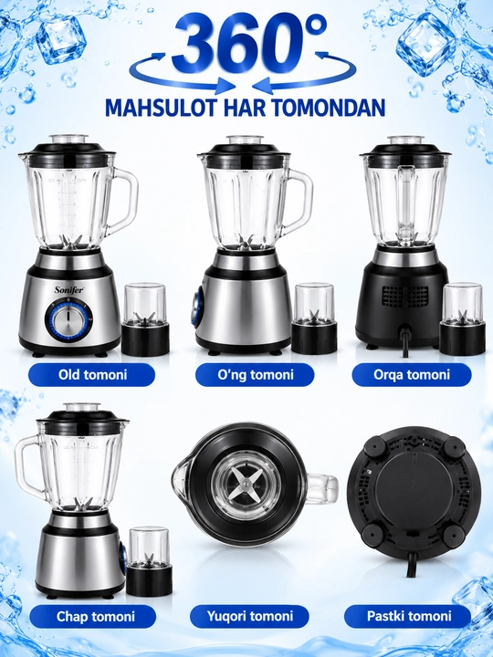 Sonifer SF-8097 blender 600W, 1.5 litr — oshxona uchun qulay blender