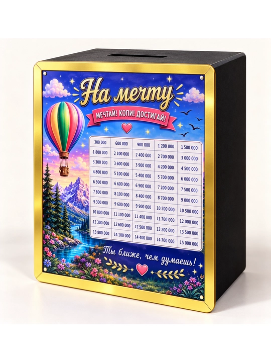 Копилка из фанеры для денег и монет — Мечтай Копи Достигай - 