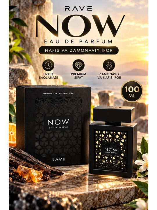 Erkaklar uchun parfyumlangan suv, Now Rave Lattafa, 100 ml
