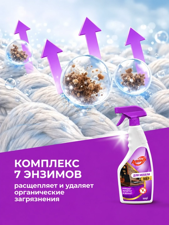 AROMA Gold - mebel uchun tozalovchi va jilo beruvchi antistatik sprey, 500 g