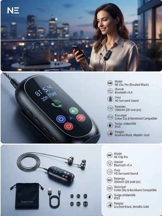 Simsiz quloqchin, bo'yinga taqiladigan Bluetooth naushnik