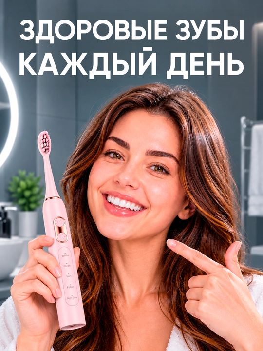Elektr tish cho‘tkasi T13, 42 000 tebranish/min, 5 rejim, IPX7, 7 ta nasadka