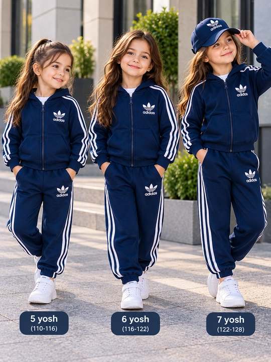 Детский спортивный костюм Adidas двойка, трехнитка, кофта и штаны, 5–7 лет - 