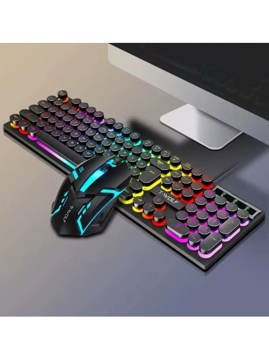 O‘yinchilar va kompyuter uchun simli RGB LED o‘yin klaviaturasi