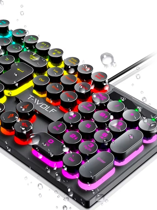 O‘yinchilar va kompyuter uchun simli RGB LED o‘yin klaviaturasi