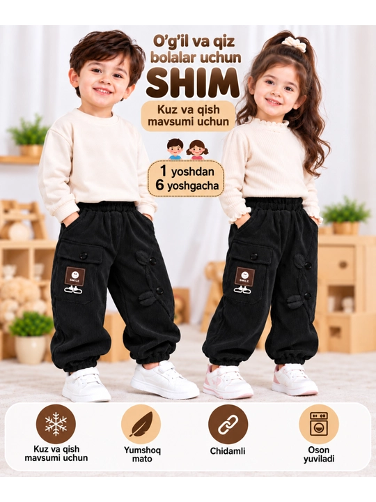 Qiz bolalar uchun shim kuz va qish mavsumi uchun qalin matoli - 