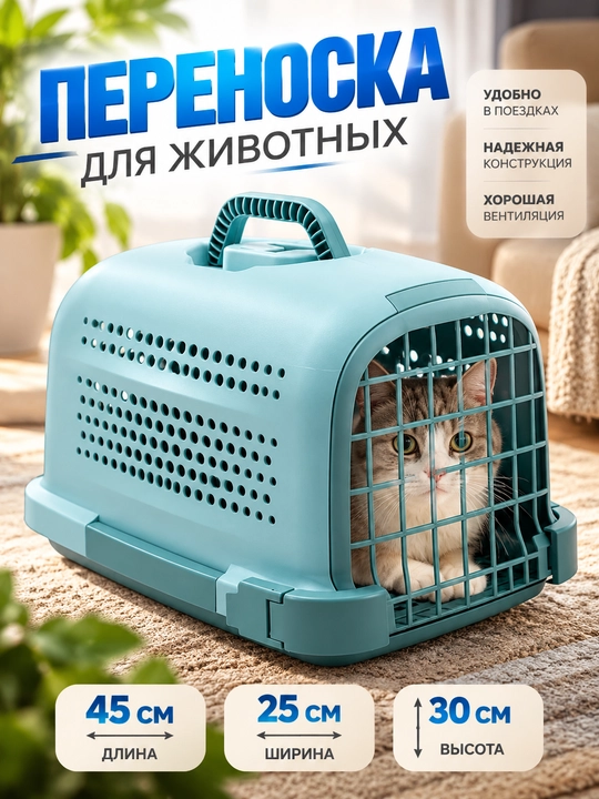 Переноска для кошек, переноска для животных, пластиковая переноска, контейнер для кошек - 