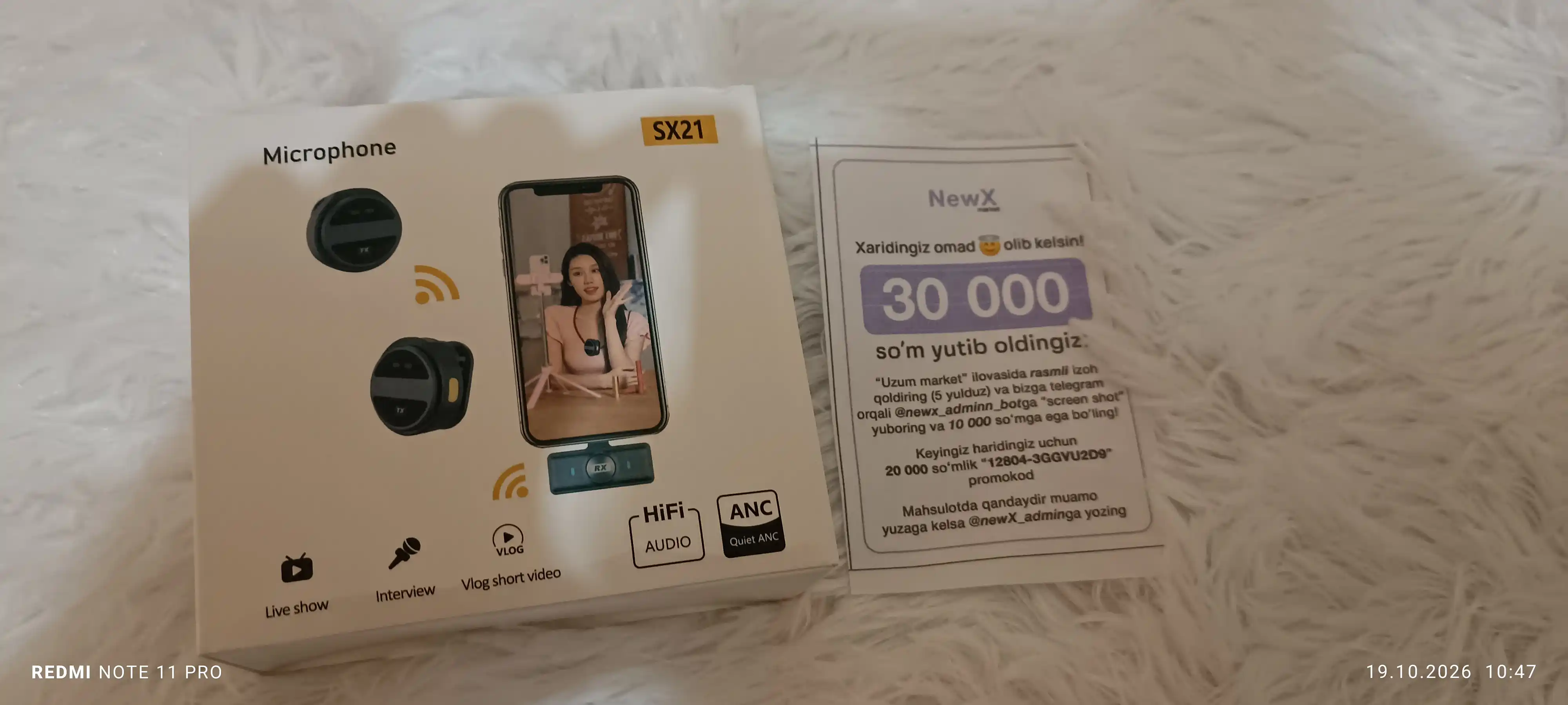 Mikrafon, mikrofon, mini mikrafon, simsiz mikrofon, petlichka, iphone va android uchun,anc
