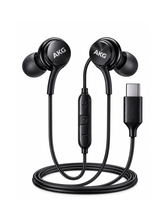 AKG simli quloqchin Type-C, qora rang, mikrofonli, ovoz boshqaruv tugmalari bilan