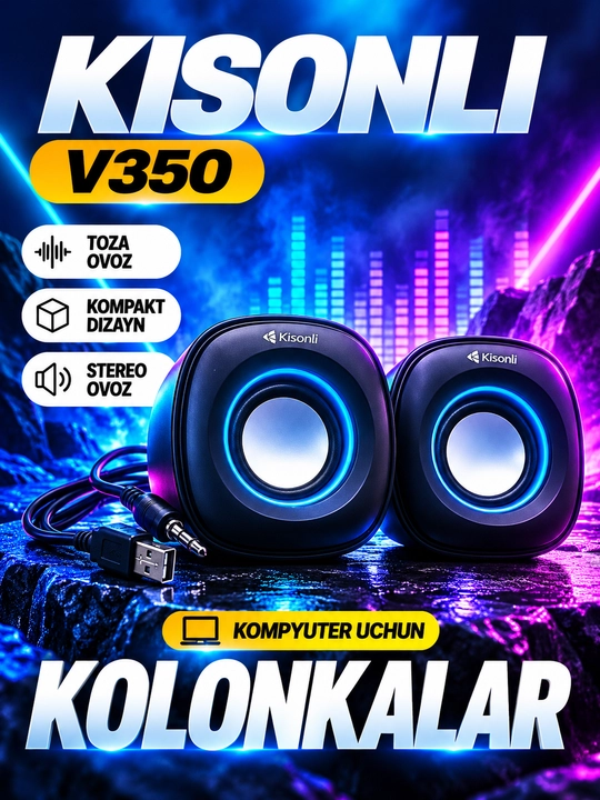 Kisonli A-707, K100 kompyuter uchun kolonkalar, stereo ovozli, ixcham dinamiklar - 
