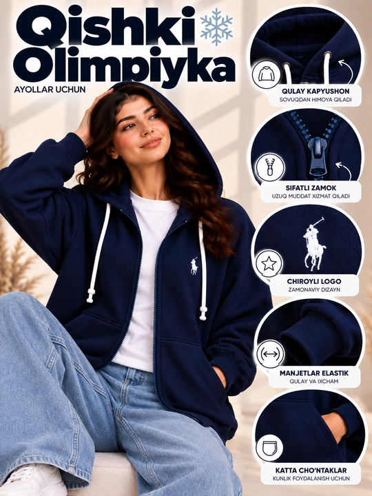 Qishki olimpiyka Ayollar uchun, Vetrovka, qalin nachosli, oversize, ayollar sportivkasi