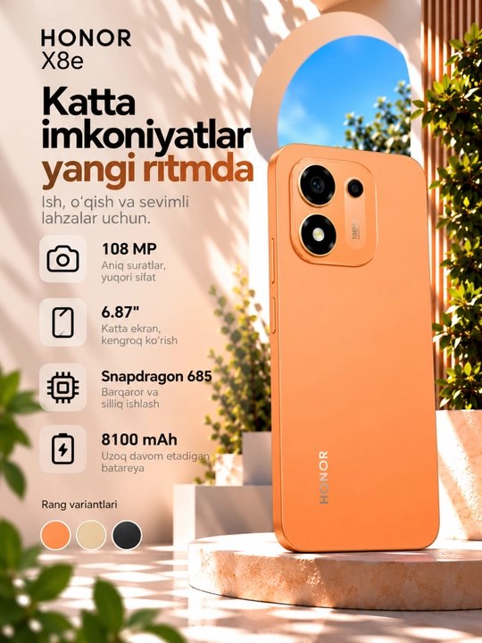 Smartfon HONOR X8e 6/128/256 GB - 