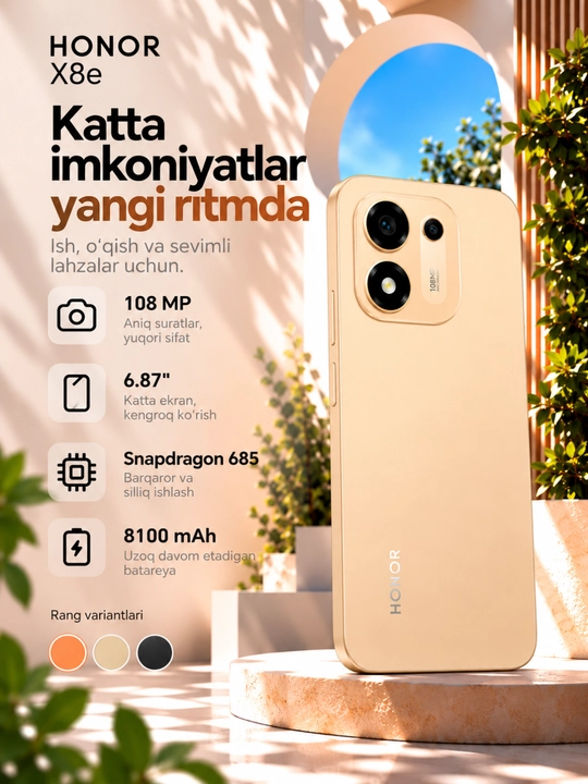 Smartfon HONOR X8e 6/128/256 GB - 