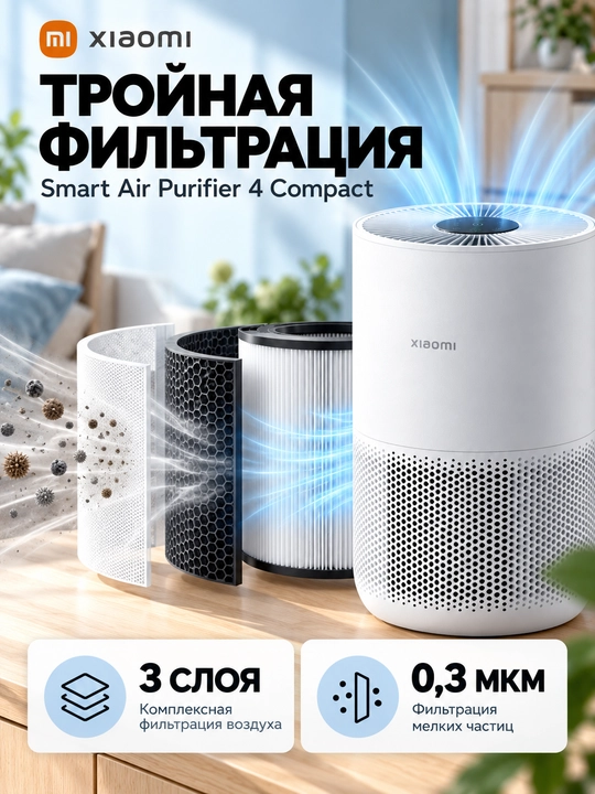 Умный очиститель воздуха Xiaomi Smart Air Purifier Elite Global, увлажняет и очищает