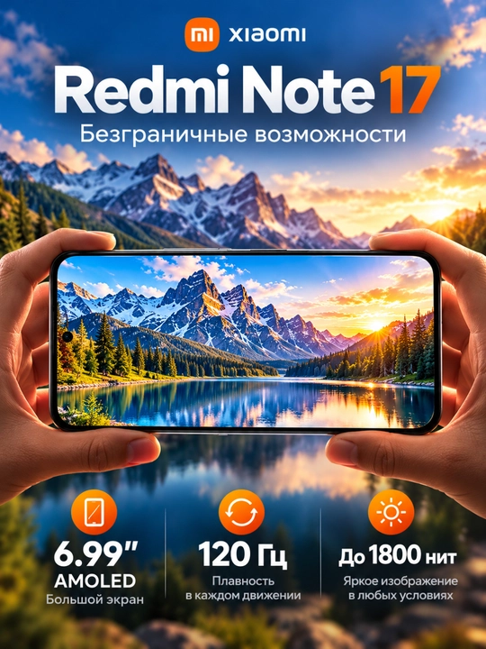 Redmi Note 17 4G 8/256GB smartfoni, 7700 mAh akkumulyator, 120Hz AMOLED