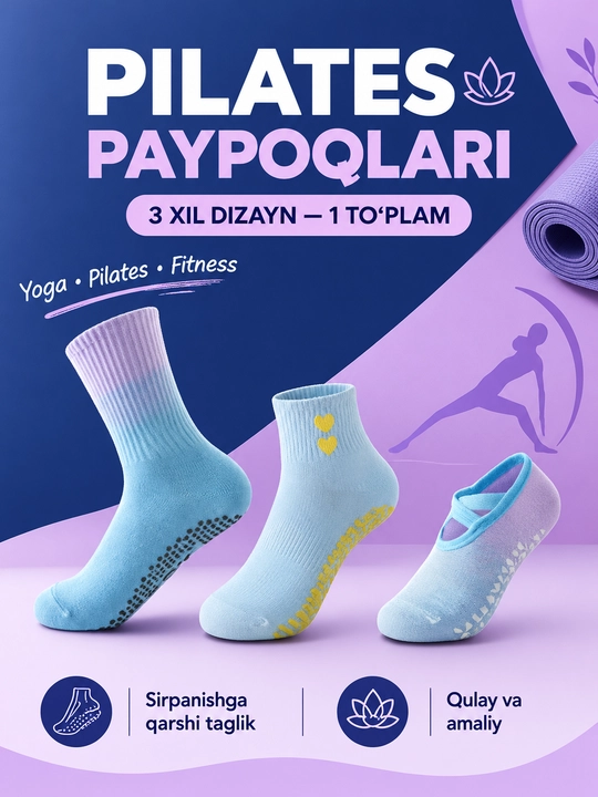 Yoga,pilates va fitness uchun silikon nuqtali sirpanmaydigan paypoqlar - 
