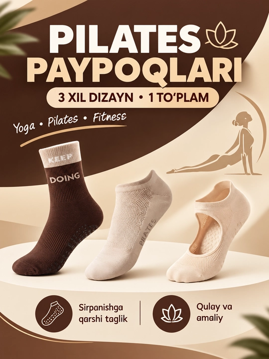 Yoga,pilates va fitness uchun silikon nuqtali sirpanmaydigan paypoqlar - 