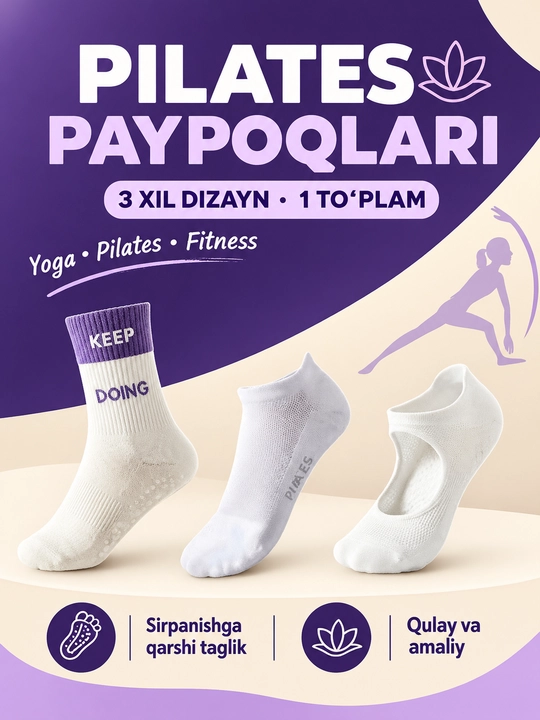 Yoga,pilates va fitness uchun silikon nuqtali sirpanmaydigan paypoqlar - 
