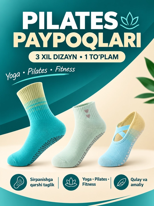 Yoga,pilates va fitness uchun silikon nuqtali sirpanmaydigan paypoqlar - 