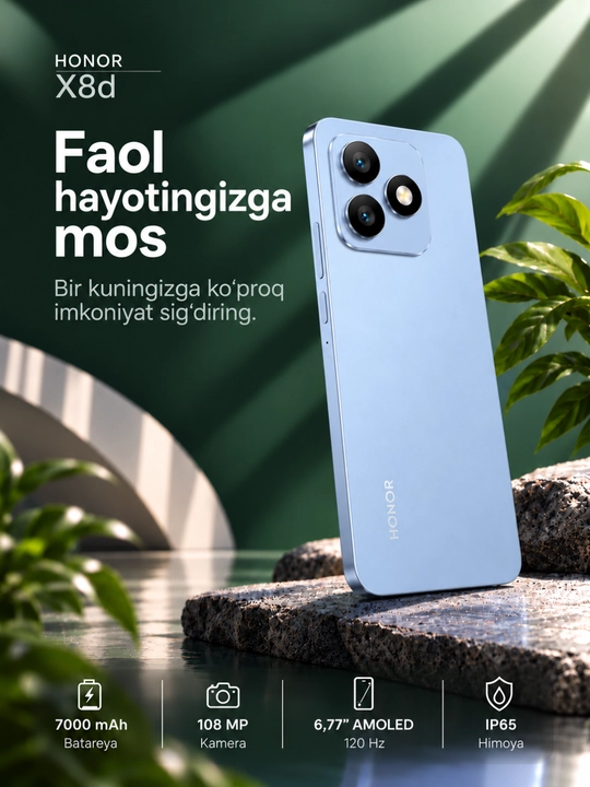 Смартфон HONOR X8d, NFC, 8/128/256 ГБ - 