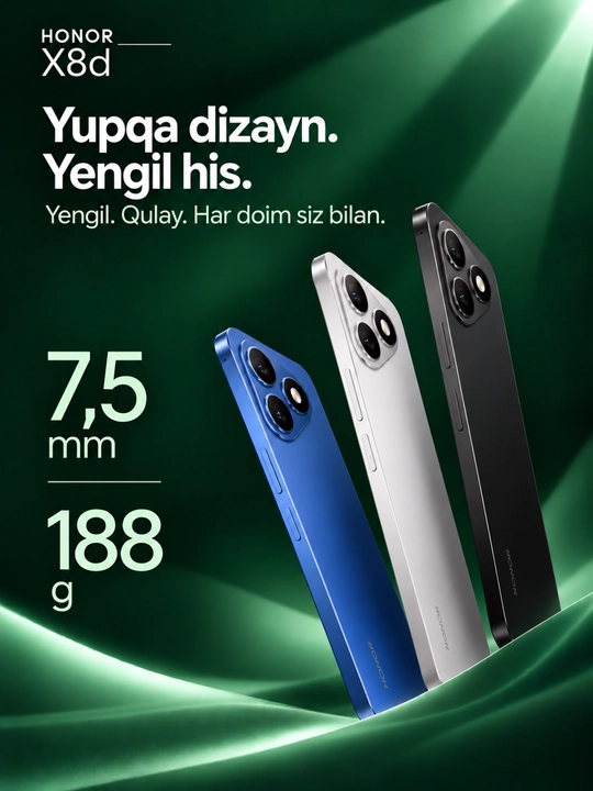 Смартфон HONOR X8d, NFC, 8/128/256 ГБ