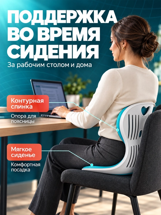 Qaddi-qomatni tuzatish va belni qo‘llab-quvvatlash uchun ergonomik o‘rindiq