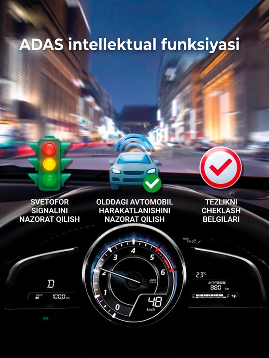 Radar-detektor va videoregistrator Inspector CosmoS, 2LNA, Wi-Fi, ADAS, O'zbekiston bazasi