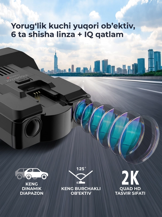 Radar-detektor va videoregistrator Inspector CosmoS, 2LNA, Wi-Fi, ADAS, O'zbekiston bazasi