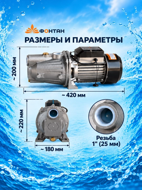 ФОНТАН JET/12M JET/15M elektr suv nasosi 0,9–1,1 kW 100% MIS SIM