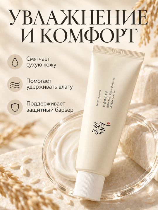 Солнцезащитный крем SPF50+ Beauty of Joseon Relief Sun : Rice + Probiotics