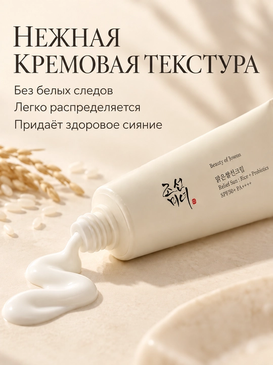 Солнцезащитный крем SPF50+ Beauty of Joseon Relief Sun : Rice + Probiotics