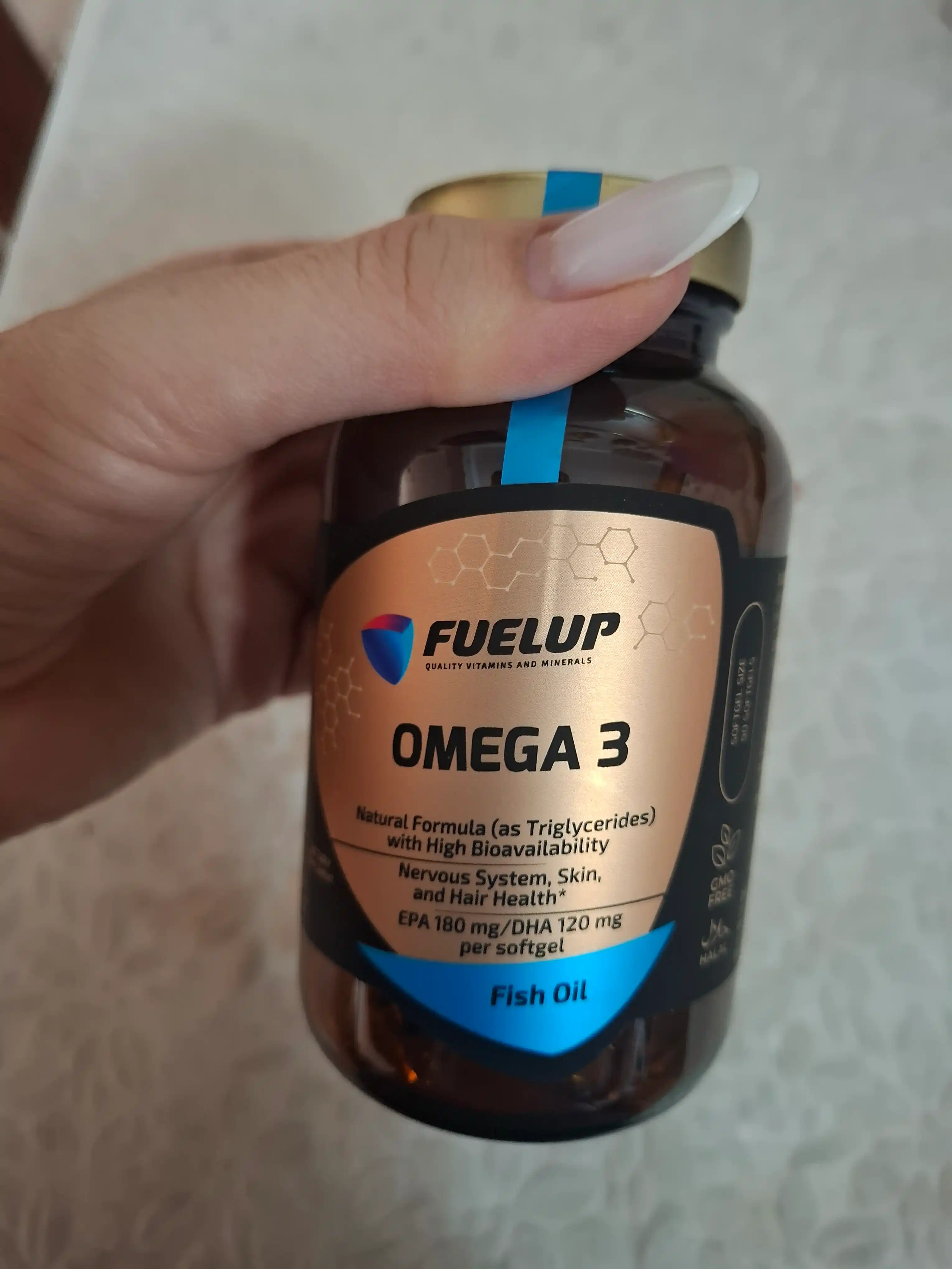 Омега 3 (Omega 3) Рыбий жир 1000мг 90 софтгель baliq yo'gi FUEL UP стекляная упаковка