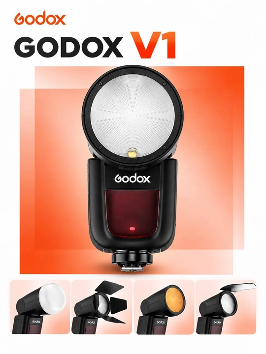 Godox V1 — Canon, Sony, Fujifilm, Nikon uchun TTL kameraviy fotochaqnoq