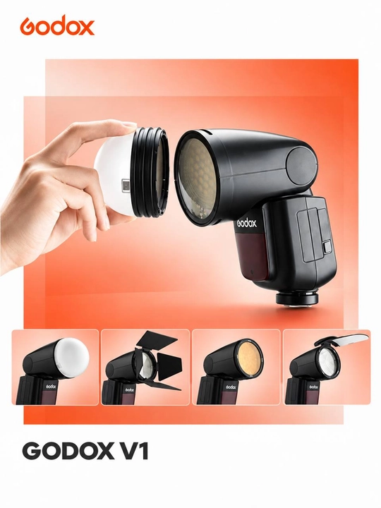 Godox V1 — Canon, Sony, Fujifilm, Nikon uchun TTL kameraviy fotochaqnoq
