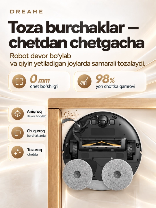 Dreame L50 robot-changyutgichi, nam va quruq tozalash, 25000 Pa, AKB 5200 MAh, Wi-Fi