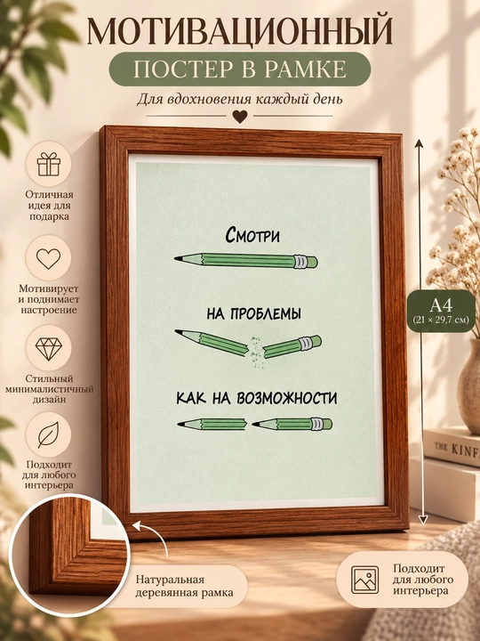 Мотивационный постер в рамке для дома и офиса, оригинальный дизайн, вдохновляющий декор - 