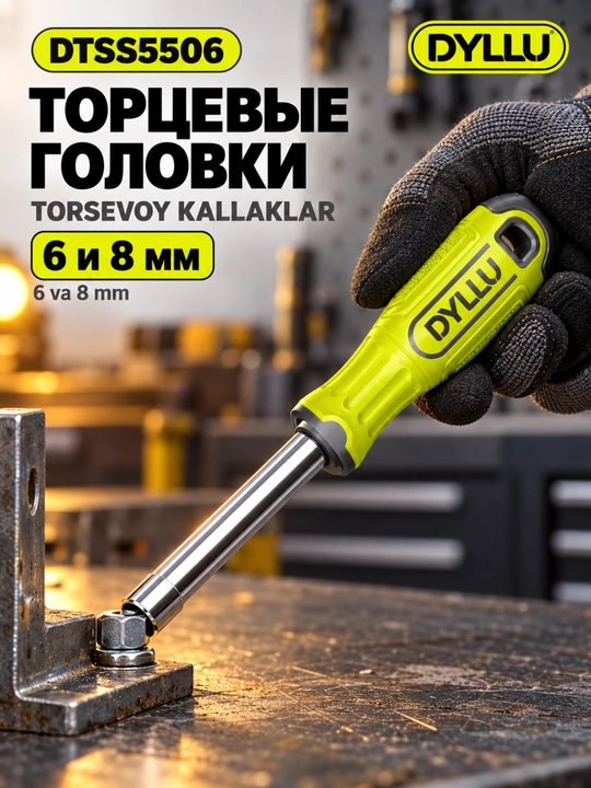 Отвёртка DYLLU DTSS5506 6 в 1, Cr-V сталь, биты PH и SL, головки 6 и 8 мм