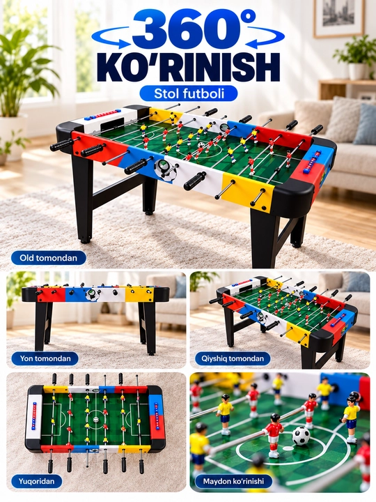 Bolalar va kattalar uchun stol futboli kikeri, o‘yin stoli, 92×46×69,5 sm