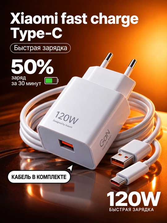120W tezkor zaryadlovchi adapter, USB, telefon uchun - 