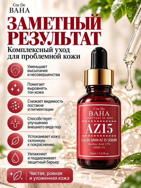 15% azelain kislotali yuz serumi Cos De BAHA AZ15 Serum