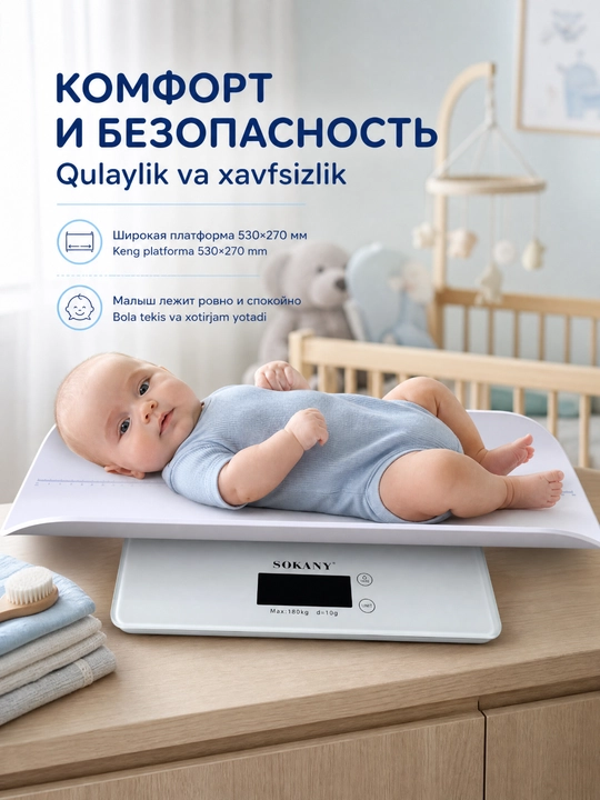 Детские весы SOKANY SK-19083, электронные весы для младенцев, до 180 кг