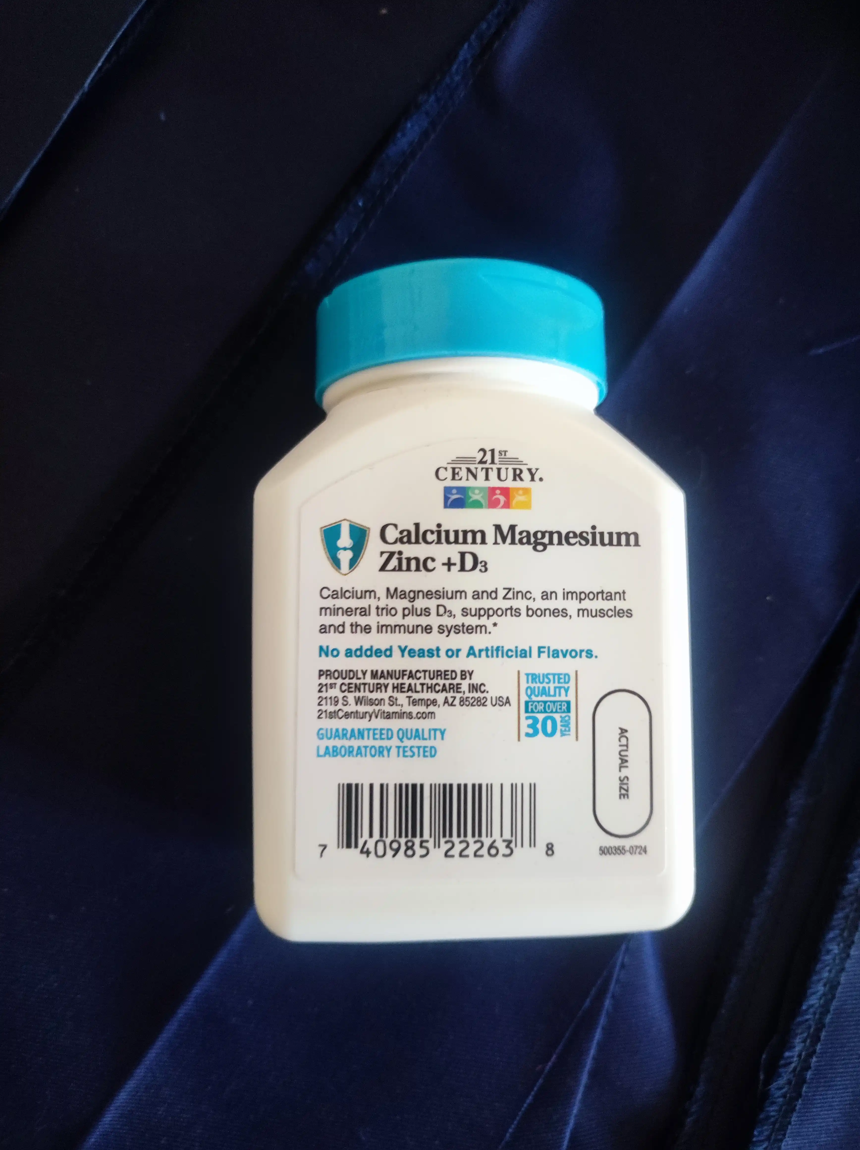 Кальций, Магний, Цинк, Витамин д3, 21st Century Calcium Magnesium Zinc + D3, 90 таблеток, Халяль