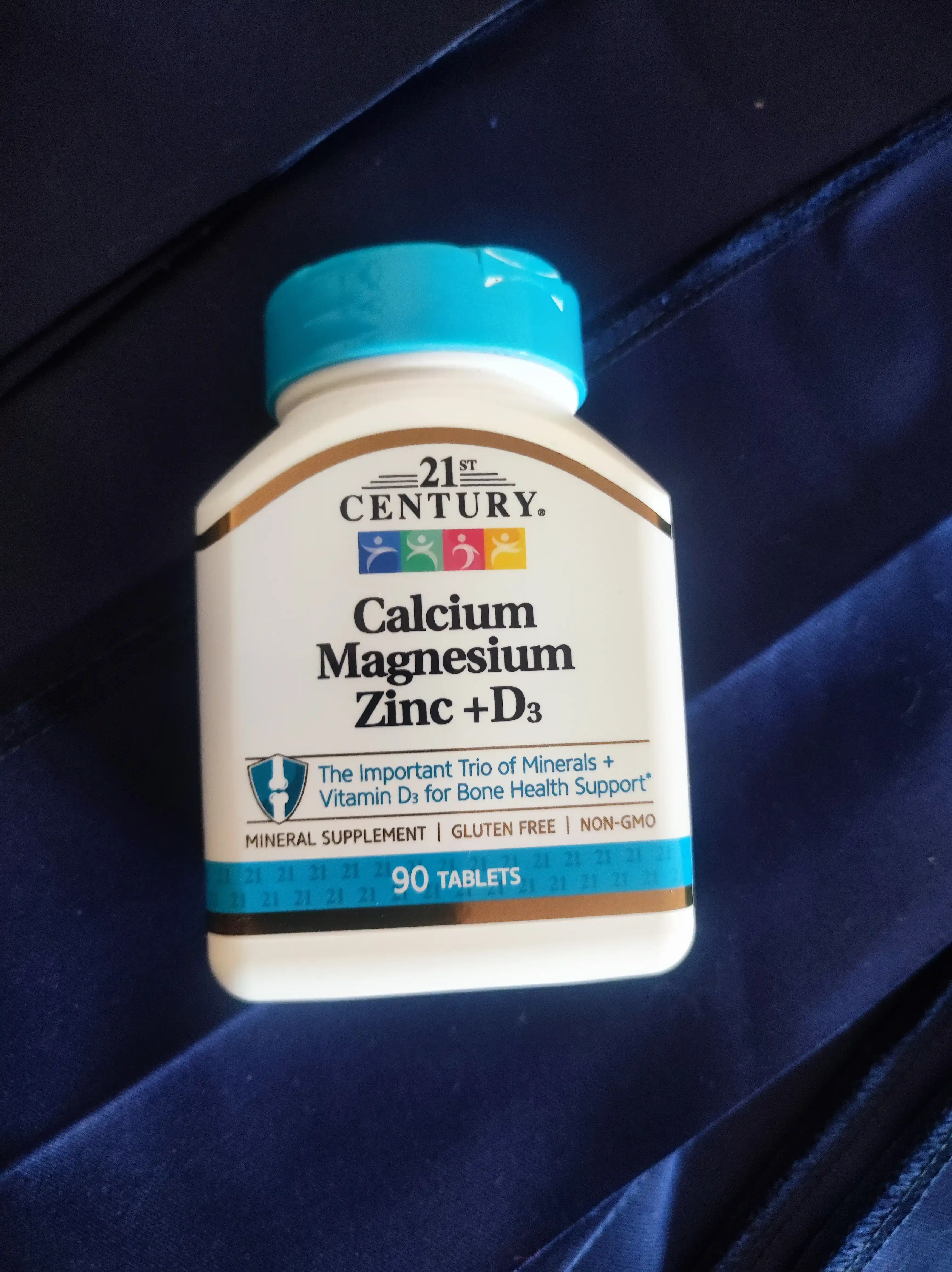 Кальций, Магний, Цинк, Витамин д3, 21st Century Calcium Magnesium Zinc + D3, 90 таблеток, Халяль