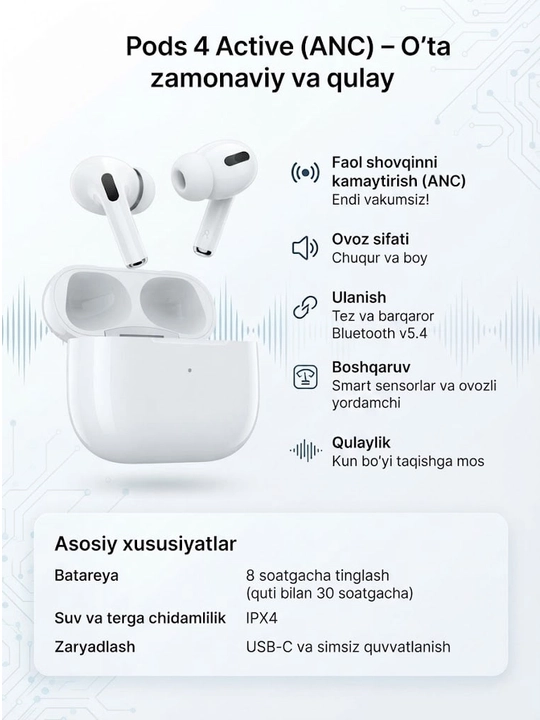 Simsiz quloqchinlar, Bluetooth naushnik Android va iPhone uchun,sensorli boshqaruv bilan