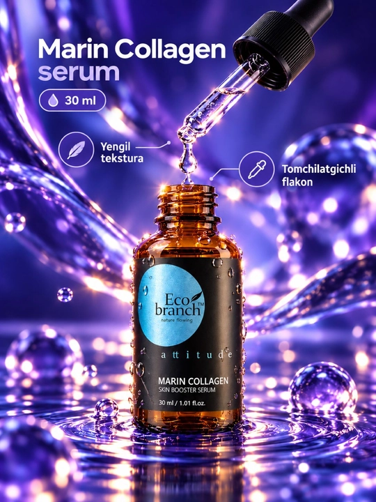 Eco Branch yuz uchun serum, sentella, gialuron kislotasi va salyangoz mutsini bilan, 30 ml