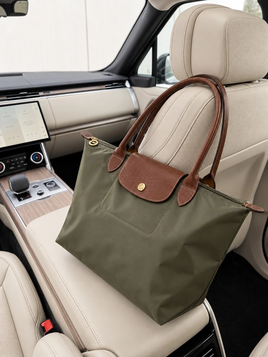 Maktab sumkasi, katta, ayollar uchun, Longchamp uslubida, o‘lchami M, tovut, shopper, A4 formatda