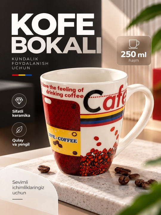2 donalik kofe bokallari to‘plami, Kofe bokal - 